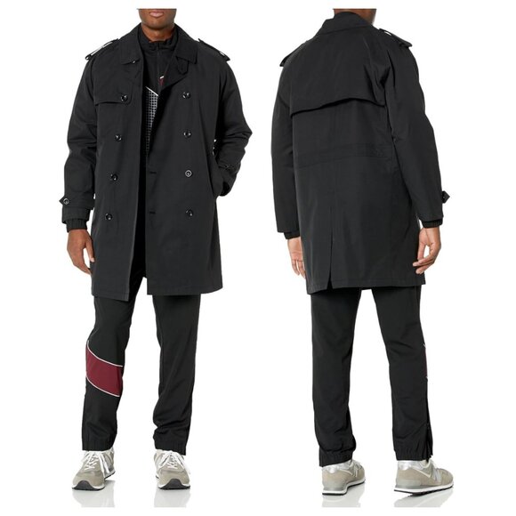 London Fog Westwood Double Breasted Water Resistant Trench Coat Missing Button